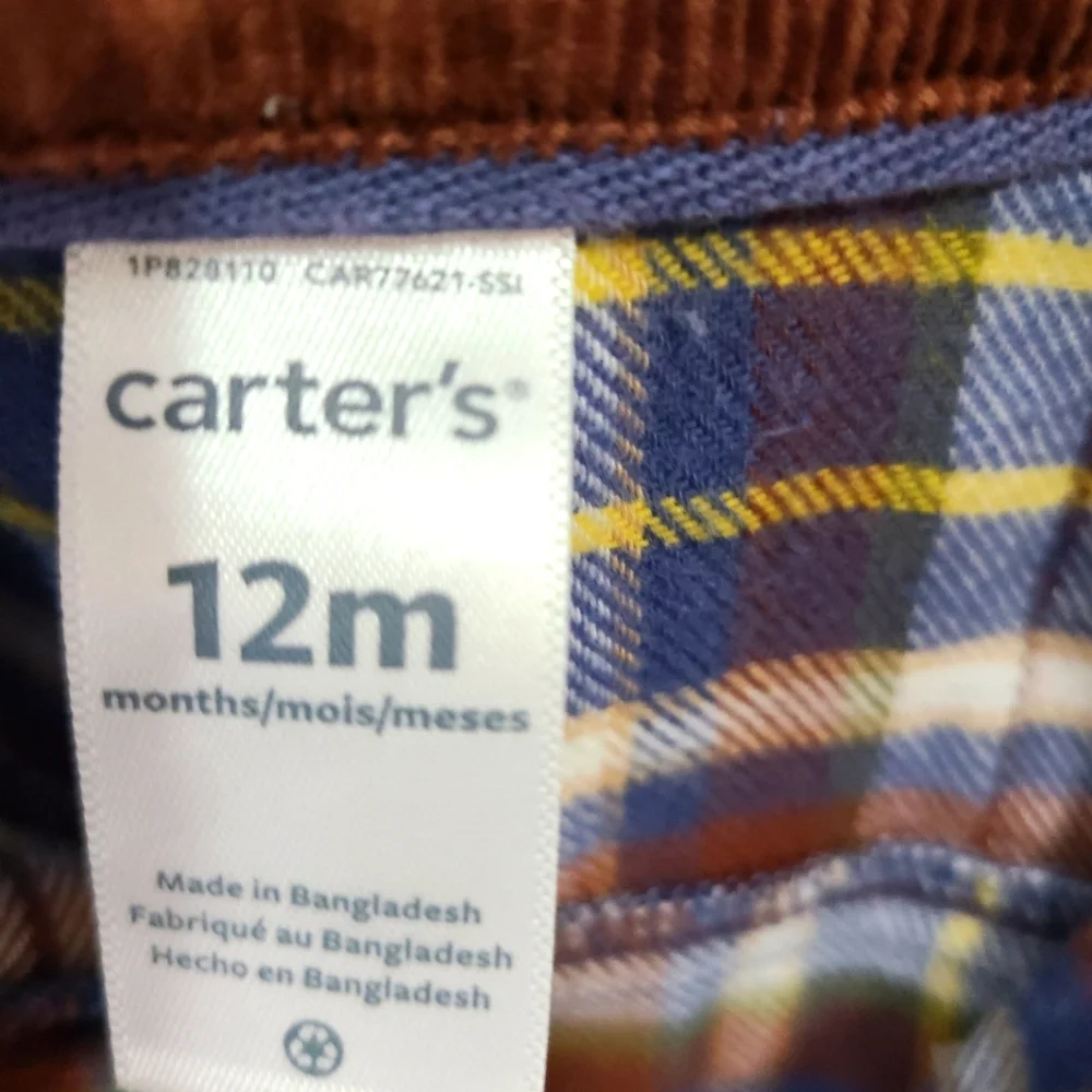 Baby Toddler Child Boys Carter's One-Piece Size 12m Multi-Color Plaid‎ Outfit
